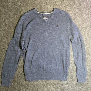American Eagle Mens Sweater Blue Athletic Fit Long Sleeve V Neck Pullover Small